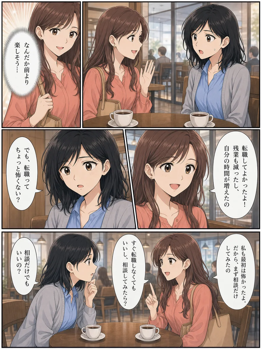 転職後に明るくなったA子から、最初は相談だけしたと聞く女性